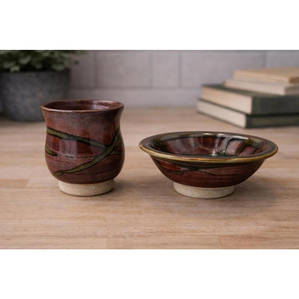 Whitefish Pottery 2016 Mini Cup & Bowl Set Handmade Studio Pottery Rustic Glaze